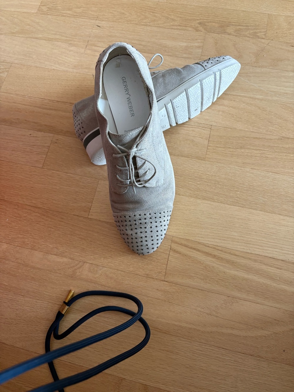 Gerry Weber Women's Taupe Suede Lace-Up Espadrilles